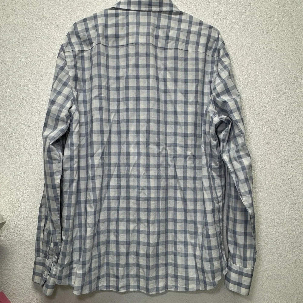 UNTUCKit Men's Long Sleeve Plaid Blue White Slim-Fit Size XXL Preppy‎ Casual